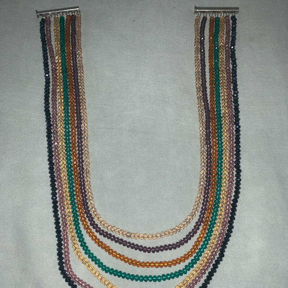 Crystal bead multi color necklace